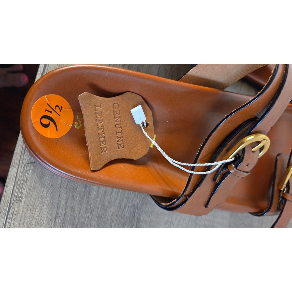 Steve Madden Brown Leather Double Buckle Slide Sandals-worn twice - Picture 5 of 5